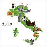 Карта Италии с типичными характеристиками иллюстрация штока Карта Италии с типичными характеристиками иллюстрация штока