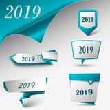 Карта Нового Года с шаблоном указателей дизайна собрания голубым иллюстрация штока Карта Нового Года с шаблоном указателей дизайна собрания голубым иллюстрация штока