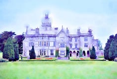 Картина Watercolour Усадьба Adare в лимерике графства, Ирландии стоковая фотография Картина Watercolour Усадьба Adare в лимерике графства, Ирландии стоковая фотография