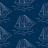 Картина вектора плана парусного судна безшовная в стиле doodle Стоковая Фотография RF Картина вектора плана парусного судна безшовная в стиле doodle Стоковая Фотография RF