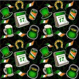 Картина дня ` s St. Patrick Шляпа, подкова, горшок с золотом, пиво картина безшовная бесплатная иллюстрация Картина дня ` s St. Patrick Шляпа, подкова, горшок с золотом, пиво картина безшовная бесплатная иллюстрация