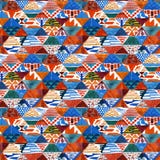Картина заплатки kilim ikat акварели этническая безшовная иллюстрация штока Картина заплатки kilim ikat акварели этническая безшовная иллюстрация штока