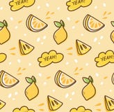 Картина плода лимона безшовная в векторе стиля kawaii иллюстрация штока Картина плода лимона безшовная в векторе стиля kawaii иллюстрация штока