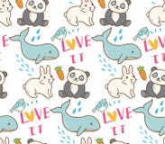 Картина различных животных безшовная в иллюстрации стиля kawaii бесплатная иллюстрация Картина различных животных безшовная в иллюстрации стиля kawaii бесплатная иллюстрация