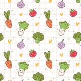 Картина различных овощей kawaii безшовная иллюстрация вектора Картина различных овощей kawaii безшовная иллюстрация вектора