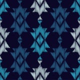 Картина этнического boho голубая безшовная цветастая ткань вышивки Ретро мотив иллюстрация вектора Картина этнического boho голубая безшовная цветастая ткань вышивки Ретро мотив иллюстрация вектора