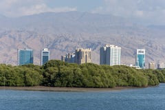 Квартиры через воду перед горами стоковое изображение Квартиры через воду перед горами стоковое изображение