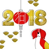 Китайская линия 2018 золота Нового Года дизайн собаки бигля искусства Стоковые Изображения RF Китайская линия 2018 золота Нового Года дизайн собаки бигля искусства Стоковые Изображения RF
