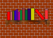 Книжные полки с книгами на предпосылке кирпича бесплатная иллюстрация Книжные полки с книгами на предпосылке кирпича бесплатная иллюстрация