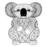 Коала zentangle чертежа для крася страницы, влияния дизайна рубашки, логотипа, татуировки и украшения иллюстрация штока Коала zentangle чертежа для крася страницы, влияния дизайна рубашки, логотипа, татуировки и украшения иллюстрация штока