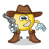 Ковбой смайлика держа иллюстрацию шаржа вектора талисмана оружия иллюстрация штока Ковбой смайлика держа иллюстрацию шаржа вектора талисмана оружия иллюстрация штока