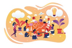 Коллективно обсуждать и искать для новой концепции идеи иллюстрация штока Коллективно обсуждать и искать для новой концепции идеи иллюстрация штока