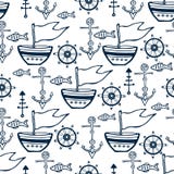 Комплект doodle морской жизни Морское собрание эскиза с кораблем, дельфином, раковинами, анкерами рыб и кормилом Стоковые Изображения Комплект doodle морской жизни Морское собрание эскиза с кораблем, дельфином, раковинами, анкерами рыб и кормилом Стоковые Изображения