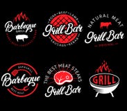 Комплект вектора бара гриля и ярлыки bbq в ретро стиле Винтажные эмблемы, логотип, стикеры и дизайн гриль-ресторана Стоковые Фото Комплект вектора бара гриля и ярлыки bbq в ретро стиле Винтажные эмблемы, логотип, стикеры и дизайн гриль-ресторана Стоковые Фото