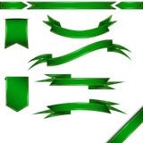 Комплект вектора зеленых ленты и знамен Изолировано на белизне иллюстрация вектора Комплект вектора зеленых ленты и знамен Изолировано на белизне иллюстрация вектора