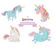 Комплект волшебных unicons - милая рука нарисованные значки иллюстрация штока Комплект волшебных unicons - милая рука нарисованные значки иллюстрация штока