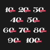 Комплект годовщины подписывает от 10th к 100th бесплатная иллюстрация Комплект годовщины подписывает от 10th к 100th бесплатная иллюстрация