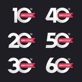 Комплект годовщины подписывает от 10th к шестидесятому иллюстрация вектора Комплект годовщины подписывает от 10th к шестидесятому иллюстрация вектора