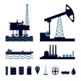 Комплект значка нефтедобывающей промышленности иллюстрация штока Комплект значка нефтедобывающей промышленности иллюстрация штока