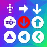 Комплект иконы знака стрелки Простая форма круга на красочной предпосылке Стоковые Фото Комплект иконы знака стрелки Простая форма круга на красочной предпосылке Стоковые Фото