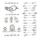 Комплект нарисованных рукой черных элементов дизайна Doodle Винтажная иллюстрация вектора иллюстрация штока Комплект нарисованных рукой черных элементов дизайна Doodle Винтажная иллюстрация вектора иллюстрация штока