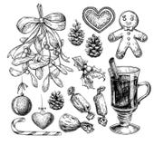 Комплект объекта рождества Нарисованная рукой иллюстрация вектора Значки Xmas иллюстрация вектора Комплект объекта рождества Нарисованная рукой иллюстрация вектора Значки Xmas иллюстрация вектора