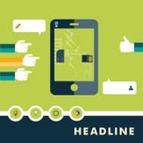 Комплект плоских значков дизайна для smartphone иллюстрация вектора Комплект плоских значков дизайна для smartphone иллюстрация вектора