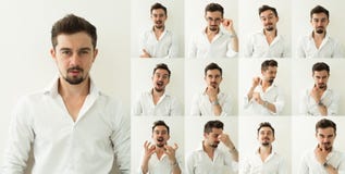 Комплект портретов ` s молодого человека с различными эмоциями стоковые фотографии rf Комплект портретов ` s молодого человека с различными эмоциями стоковые фотографии rf