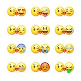 Комплект смайликов, emoji изолированных на белизне иллюстрация штока Комплект смайликов, emoji изолированных на белизне иллюстрация штока