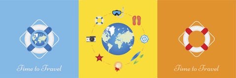 Комплект элементов на теме туризма и воссоздания Элементы на предпосылке глобуса Плоская иллюстрация e иллюстрация штока Комплект элементов на теме туризма и воссоздания Элементы на предпосылке глобуса Плоская иллюстрация e иллюстрация штока