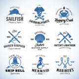 Комплект ярлыков морских вектора винтажных и морского пехотинца бесплатная иллюстрация Комплект ярлыков морских вектора винтажных и морского пехотинца бесплатная иллюстрация