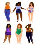 Комплект multiracial плюс женщины размера моделирует с разными видами o иллюстрация вектора Комплект multiracial плюс женщины размера моделирует с разными видами o иллюстрация вектора