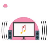 Компьютер и примечание музыки, играя иллюстрацию музыки - вектор бесплатная иллюстрация Компьютер и примечание музыки, играя иллюстрацию музыки - вектор бесплатная иллюстрация