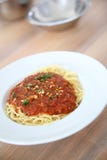 Конец-вверх спагетти bolognese стоковая фотография Конец-вверх спагетти bolognese стоковая фотография