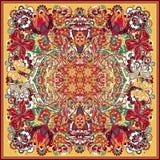 Конструируйте для квадратного карманн, шали, ткани, шарфа, подушки Красочный цветочный узор чертежа руки Стоковые Изображения Конструируйте для квадратного карманн, шали, ткани, шарфа, подушки Красочный цветочный узор чертежа руки Стоковые Изображения