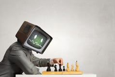 Контролируйте возглавленного бизнесмена Мультимедиа стоковые фотографии rf Контролируйте возглавленного бизнесмена Мультимедиа стоковые фотографии rf