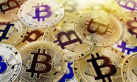 Концепция Bitcoin Cryptocurrency монеток виртуальной предпосылки валюты виртуальных стоковые изображения Концепция Bitcoin Cryptocurrency монеток виртуальной предпосылки валюты виртуальных стоковые изображения