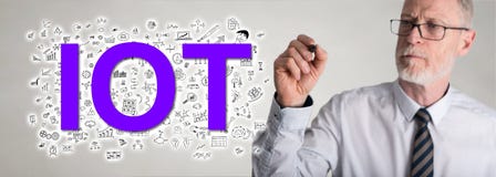 Концепция iot чертежа бизнесмена стоковые изображения rf Концепция iot чертежа бизнесмена стоковые изображения rf