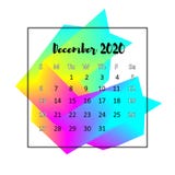 Концепция 2020 конспекта дизайна календаря Декабрь 2020 иллюстрация штока Концепция 2020 конспекта дизайна календаря Декабрь 2020 иллюстрация штока