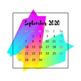 Концепция 2020 конспекта дизайна календаря Сентябрь 2020 иллюстрация вектора Концепция 2020 конспекта дизайна календаря Сентябрь 2020 иллюстрация вектора