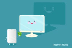 Концепция очковтирательства интернета шаржа иллюстрация вектора Концепция очковтирательства интернета шаржа иллюстрация вектора
