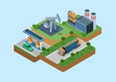 Концепция плоской сети 3d цикла добычи нефти равновеликая infographic иллюстрация штока Концепция плоской сети 3d цикла добычи нефти равновеликая infographic иллюстрация штока