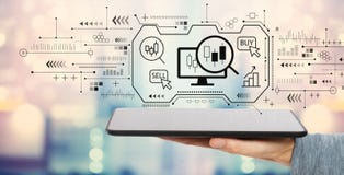Концепция торговли акциями с планшетом бесплатная иллюстрация Концепция торговли акциями с планшетом бесплатная иллюстрация