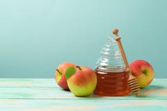 Концепция торжества праздника Нового Года hashanah Rosh еврейская Мед и яблоки стоковое фото rf Концепция торжества праздника Нового Года hashanah Rosh еврейская Мед и яблоки стоковое фото rf