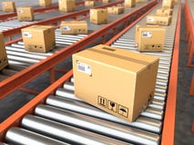 Коробка на ролике транспортера иллюстрация вектора Коробка на ролике транспортера иллюстрация вектора