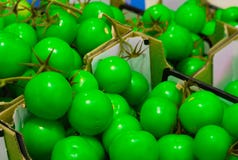 Коробка свежих томатов в супермаркете стоковые фото Коробка свежих томатов в супермаркете стоковые фото