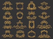 Королевская рамка вензеля Эмблема кроны руки вычерченная, винтажный знак эскиза doodle и элегантными изолированный вензелями набо иллюстрация штока Королевская рамка вензеля Эмблема кроны руки вычерченная, винтажный знак эскиза doodle и элегантными изолированный вензелями набо иллюстрация штока