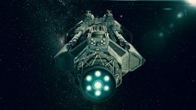 Космический корабль в космосе, летании корабля через вселенную иллюстрация штока Космический корабль в космосе, летании корабля через вселенную иллюстрация штока