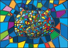 Кот цветное стекл и пестротканое стекло иллюстрация вектора Кот цветное стекл и пестротканое стекло иллюстрация вектора