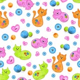 Коты для картины детей безшовной иллюстрация вектора Коты для картины детей безшовной иллюстрация вектора
